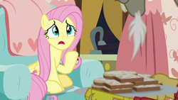 Size: 1280x720 | Tagged: safe, imported from derpibooru, screencap, discord, fluttershy, pony, discordant harmony, milk toast, solo focus