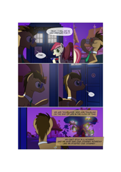Size: 3541x5016 | Tagged: safe, artist:gashiboka, imported from derpibooru, doctor whooves, roseluck, time turner, pony, comic:recall the time of no return, 3d glasses, comic, doctor who, golden oaks library, ponyville, tardis, the doctor