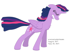 Size: 3510x2550 | Tagged: safe, artist:ericremotesteam, imported from derpibooru, twilight sparkle, alicorn, cel shading, chest fluff, digital art, female, floppy ears, folded wings, gritted teeth, paint tool sai, profile, simple background, solo, standing, straining, transparent background, twilight sparkle (alicorn), windswept mane, wip