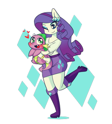 Size: 2000x2200 | Tagged: safe, artist:panyang-panyang, imported from derpibooru, rarity, spike, dragon, equestria girls, blushing, cutie mark background, female, heart, hug, love, male, ponied up, shipping, simple background, sparity, straight, transparent background