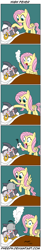Size: 549x3336 | Tagged: safe, artist:pheeph, imported from derpibooru, fluttershy, zecora, a health of information, bed, comic, fever, kettle, napkin, old master q, parody, sick, spots, steam, swamp fever, teapot, towel