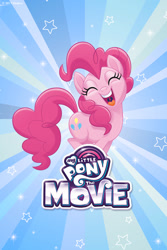 Size: 640x960 | Tagged: safe, imported from derpibooru, pinkie pie, my little pony: the movie, eyes closed, female, my little pony logo, official, phone wallpaper, solo, wallpaper