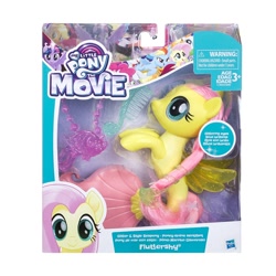 Size: 1500x1500 | Tagged: safe, imported from derpibooru, fluttershy, seapony (g4), my little pony: the movie, box, irl, official, photo, seaponified, seapony fluttershy, simple background, species swap, toy, white background