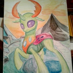 Size: 1578x1578 | Tagged: safe, artist:octane-blaze, imported from derpibooru, thorax, changedling, changeling, to where and back again, king thorax, male, solo, traditional art, watercolor painting