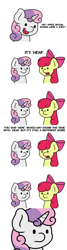 Size: 1280x4800 | Tagged: safe, artist:ljdamz1119, imported from derpibooru, apple bloom, sweetie belle, pony, unicorn, anti-humor, comic, dialogue, duo, female, grammar, grammar error, smiling