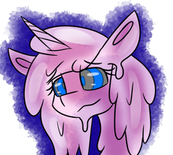 Size: 2297x2066 | Tagged: safe, artist:askhypnoswirl, imported from derpibooru, oc, oc only, goo pony, original species, unicorn, bust, horn, simple background, smiling, swirly eyes, transparent background, unicorn oc