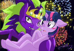 Size: 900x626 | Tagged: safe, artist:jb-pawstep, imported from derpibooru, prince firefly, twilight sparkle, cute, female, firesparkle, g2, g2 to g4, g4, generation leap, male, shipping, straight, twiabetes