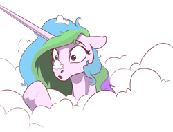 Size: 4000x3055 | Tagged: safe, artist:nadnerbd, imported from derpibooru, princess celestia, alicorn, pony, cloud, cute, cutelestia, female, floppy ears, mare, prank, sillestia, silly, sketch, solo, sternocleidomastoid