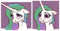 Size: 10504x5483 | Tagged: safe, artist:nadnerbd, imported from derpibooru, princess celestia, alicorn, pony, absurd resolution, blushing, cute, cutelestia, female, floppy ears, frown, grin, looking at you, mare, missing accessory, nervous, nervous grin, sad, slim, smiling, solo, squee, sternocleidomastoid