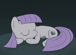 Size: 1780x1280 | Tagged: safe, artist:phat_guy, derpibooru exclusive, imported from derpibooru, boulder (pet), maud pie, earth pony, pony, boulder (g4), curled up, cute, cutie mark, eyes closed, female, gradient background, mare, maudabetes, missing accessory, sleeping, smiling, solo, undressed