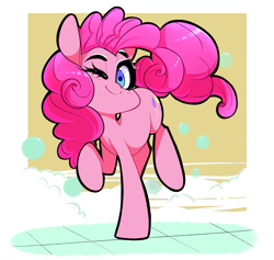 Size: 2401x2277 | Tagged: safe, artist:sourspot, imported from derpibooru, pinkie pie, earth pony, pony, cute, diapinkes, female, mare, one eye closed, smiling, solo, wink