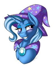 Size: 2000x2600 | Tagged: safe, artist:jack-pie, imported from derpibooru, trixie, pony, unicorn, clothes, female, grin, hat, mare, simple background, smiling, transparent background, trixie's hat