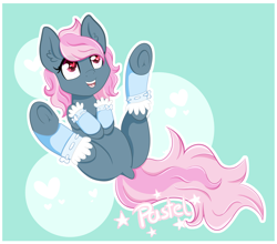 Size: 2500x2196 | Tagged: safe, artist:pastel-pony-princess, imported from derpibooru, oc, oc only, oc:juicy dream, pony, cute, dock, featureless crotch, heart eyes, on back, simple background, solo, wingding eyes