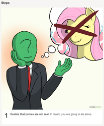 Size: 1280x1543 | Tagged: safe, artist:mkogwheel, imported from derpibooru, fluttershy, oc, oc:anon, human, 4chan, drawthread, meme, reality ensues, tfw no gf, wikihow, wojak