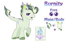 Size: 2237x1296 | Tagged: safe, artist:galaxyswirlsyt, imported from derpibooru, oc, oc only, oc:burnity, dracony, hybrid, interspecies offspring, offspring, parent:rarity, parent:spike, parents:sparity, reference sheet, simple background, solo, transparent background