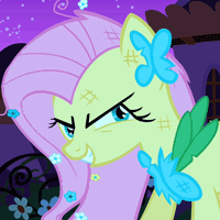 Size: 200x200 | Tagged: safe, imported from derpibooru, screencap, fluttershy, pony, the best night ever, animated, bust, clothes, cropped, dress, eye twitch, female, flutterrage, gala dress, gif, grin, looking sideways, smiling, solo