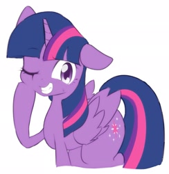 Size: 2001x2048 | Tagged: safe, artist:akainu_pony, imported from derpibooru, twilight sparkle, alicorn, pony, female, one eye closed, solo, twilight sparkle (alicorn)