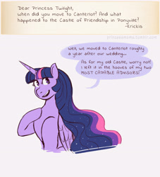 Size: 2700x2976 | Tagged: safe, artist:overlordneon, imported from derpibooru, twilight sparkle, alicorn, pony, dialogue, ethereal mane, female, mare, smiling, solo, twilight sparkle (alicorn), ultimate twilight
