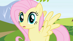 Size: 1280x720 | Tagged: safe, imported from derpibooru, screencap, fluttershy, pegasus, pony, friendship is magic, female, mare, solo, spread wings, wings