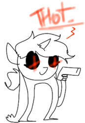 Size: 315x455 | Tagged: safe, artist:nootaz, derpibooru exclusive, imported from derpibooru, oc, oc only, oc:nootaz, begone thot, gun, thot begone, weapon