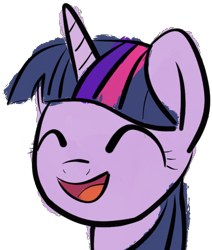 Size: 640x753 | Tagged: safe, alternate version, artist:phat_guy, derpibooru exclusive, imported from derpibooru, twilight sparkle, alicorn, pony, bust, cute, eyes closed, female, happy, mare, open mouth, portrait, reaction image, simple background, smiling, solo, transparent background, twiabetes