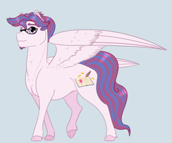 Size: 1900x1579 | Tagged: safe, artist:ganashiashaka, imported from derpibooru, oc, oc only, oc:shining breeze, pegasus, pony, glasses, male, offspring, parent:princess cadance, parent:shining armor, parents:shiningcadance, solo, stallion