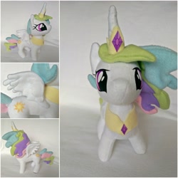 Size: 3988x3988 | Tagged: safe, artist:fleecefriendship, imported from derpibooru, princess celestia, alicorn, pony, female, irl, jewelry, mare, photo, plushie, regalia, solo, spread wings, wings