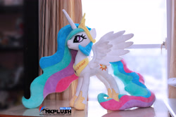 Size: 5184x3456 | Tagged: safe, artist:nekokevin, imported from derpibooru, princess celestia, alicorn, pony, female, irl, jewelry, mare, photo, plushie, regalia, solo, spread wings, wings