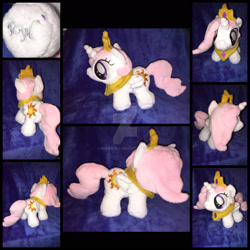 Size: 1600x1600 | Tagged: safe, artist:rubiowolf, imported from derpibooru, princess celestia, alicorn, pony, female, filly, filly celestia, folded wings, irl, jewelry, photo, pink-mane celestia, plushie, regalia, solo