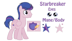 Size: 2020x1140 | Tagged: safe, artist:galaxyswirlsyt, imported from derpibooru, oc, oc only, oc:starbreaker, pegasus, pony, male, offspring, parent:flash sentry, parent:twilight sparkle, parents:flashlight, reference sheet, solo, stallion