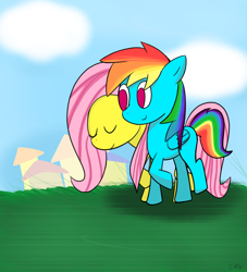 Size: 1000x1100 | Tagged: safe, artist:icy wind, artist:icywindthepony, imported from derpibooru, fluttershy, rainbow dash, pony, female, flutterdash, lesbian, shipping