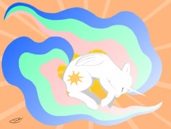 Size: 1920x1440 | Tagged: safe, artist:iconographi, imported from derpibooru, princess celestia, alicorn, pony, eyes closed, female, mare, signature, solo, sun