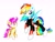 Size: 2822x2117 | Tagged: safe, artist:liaaqila, imported from derpibooru, rainbow dash, scootaloo, pegasus, pony, clothes, commission, dragon ball, dragon ball super, heart eyes, pride troopers, simple background, traditional art, white background, wingding eyes