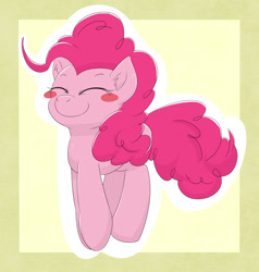 Size: 1000x1050 | Tagged: safe, artist:gamijack, imported from derpibooru, pinkie pie, earth pony, pony, blushing, female, happy, pronking, smiling, solo