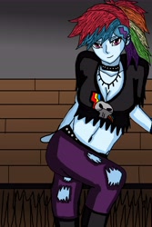 Size: 4400x6600 | Tagged: safe, artist:takrontoxicity, imported from derpibooru, rainbow dash, equestria girls, absurd resolution, clothes, female, rock (music), rocker, solo