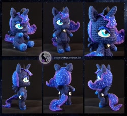 Size: 1096x1002 | Tagged: safe, artist:sycreich-crochet, imported from derpibooru, princess luna, alicorn, pony, amigurumi, bipedal, chibi, crochet, female, irl, jewelry, mare, photo, plushie, regalia, solo