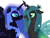 Size: 2048x1536 | Tagged: safe, artist:kindheart525, imported from derpibooru, nightmare moon, queen chrysalis, alicorn, changeling, changeling queen, bedroom eyes, chrysmoon, female, lesbian, looking at each other, shipping