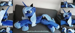 Size: 1600x721 | Tagged: safe, artist:agatrix, imported from derpibooru, princess luna, alicorn, pony, female, folded wings, irl, jewelry, mare, photo, plushie, prone, regalia, s1 luna, solo