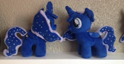 Size: 2944x1534 | Tagged: safe, artist:sen5, imported from derpibooru, princess luna, alicorn, pony, female, folded wings, irl, mare, missing accessory, photo, plushie, solo