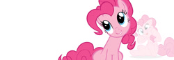 Size: 1300x450 | Tagged: safe, imported from derpibooru, pinkie pie, pony, female, official, silly face, simple background, solo, tongue out, white background