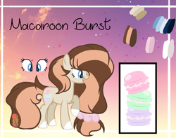 Size: 1664x1311 | Tagged: safe, artist:macaroonburst, imported from derpibooru, oc, oc only, oc:macaroon burst, earth pony, pony, female, mare, reference sheet, solo