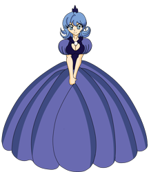 Size: 2800x3200 | Tagged: safe, alternate version, artist:darkduskshine, artist:escafa, artist:spawnfan, imported from derpibooru, princess luna, human, alternate color palette, alternate color sheme, alternate universe, breasts, busty princess luna, clothes, cute, dress, gown, humanized, luna of atlantis, s1 luna, simple background, smiling, transparent background