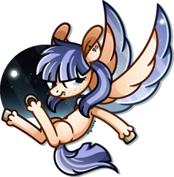 Size: 1357x1384 | Tagged: safe, artist:amberpone, imported from derpibooru, oc, oc only, oc:eun byeol, pegasus, pony, bangs, blank flank, blue, blue eyes, blue hair, cel shading, choker, cloud, commission, digital art, eyes open, female, flying, freckles, hooves, lighting, looking at you, mare, moon, night, night sky, original character do not steal, paint tool sai, shading, simple background, sky, stars, teenager, transparent background, wings