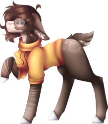 Size: 1024x1174 | Tagged: safe, artist:mauuwde, imported from derpibooru, oc, oc only, oc:addie, earth pony, pony, chest fluff, clothes, deer tail, female, glasses, mare, simple background, solo, sweater, transparent background