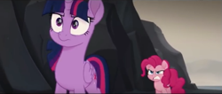 Size: 851x360 | Tagged: safe, imported from derpibooru, screencap, pinkie pie, twilight sparkle, alicorn, earth pony, pony, my little pony: the movie, angry, argument, basalt beach, duo, female, frustrated, mare, twilight sparkle (alicorn)