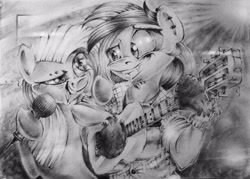 Size: 3360x2412 | Tagged: safe, artist:v747, imported from derpibooru, oc, oc only, oc:scotch macmanus, guitar, microphone, traditional art