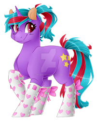 Size: 1024x1272 | Tagged: safe, artist:sk-ree, imported from derpibooru, oc, oc only, oc:cosmic spark, pony, unicorn, clothes, female, mare, simple background, socks, solo, transparent background, watermark