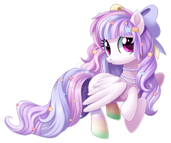 Size: 1600x1340 | Tagged: safe, artist:centchi, imported from derpibooru, oc, oc only, oc:fairy kei, pegasus, pony, beautiful, bow, female, hair bow, mare, simple background, solo, transparent background, watermark