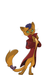 Size: 1184x1679 | Tagged: safe, imported from derpibooru, capper dapperpaws, abyssinian, anthro, cat, digitigrade anthro, my little pony: the movie, chest fluff, clothes, coat, looking at you, male, simple background, slit eyes, slit pupils, smiling, solo, stock vector, transparent background, vector