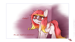 Size: 2304x1296 | Tagged: safe, artist:ruby dusk, imported from derpibooru, oc, oc only, oc:ruby dusk, pegasus, pony, glasses, i'm not cute, simple background, solo